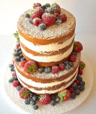 Two-tiered multi-berry naked cake.