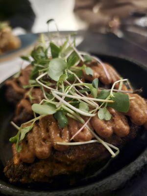 "The Mici (meech)." $16 Alright version with the light miso flavor elevating the sausage which had an off texture