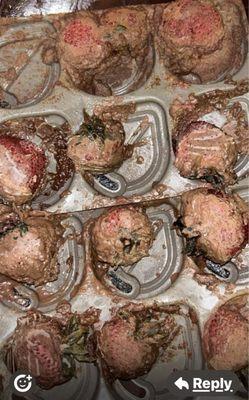 The flowers were limp and well these were the chocolate covered strawberries