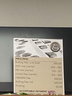 Prices of services they offer
