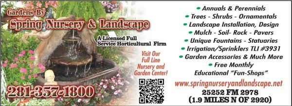 Spring Nursery & Landscaping Inc