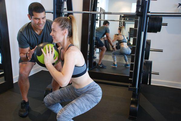 Client Victoria training for function and fat loss in our Santa Monica fitness studio