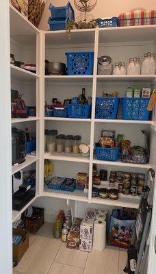 My completed pantry project with my Dollar Store containers!