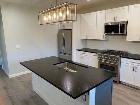 Granite kitchen with color enhancer application.