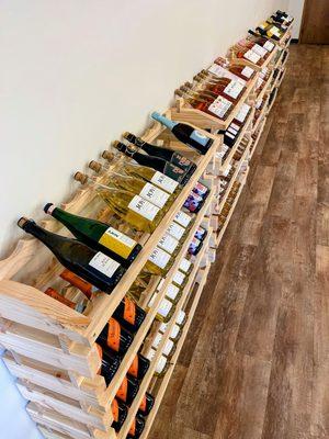 racks of alcohol-removed wine