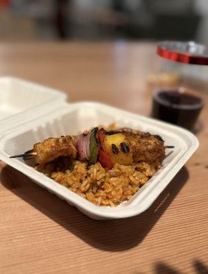 Scrimp & pineapple skewer