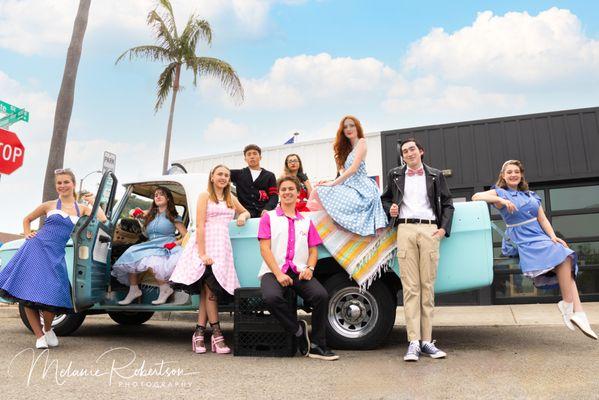 ambassador group shoot 50's theme. high school seniors