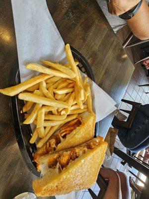 Buffalo chicken sandwich. Light in the Chicken so be prepared for it to just be a carb filled snack