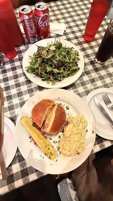 House salad and burger of the day