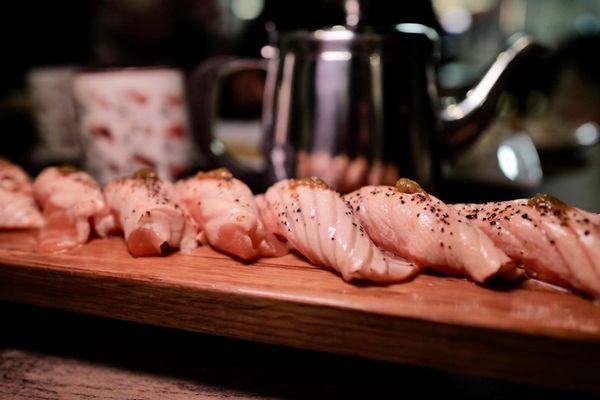 Miso salmon aburi sushi