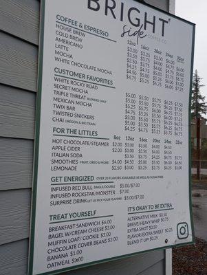 Menu as of January 2025