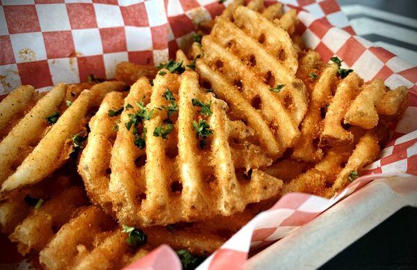 The waffle fries are fantastic! Coop's Fries