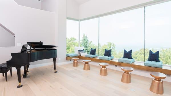 "Thousand Oaks" Living room with grand piano.