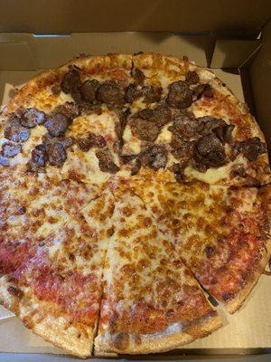 Half cheese.    Half meatball.