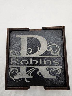 Personalized slate coasters with tray style1