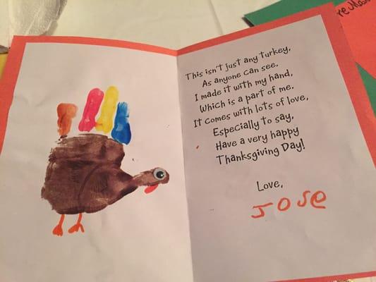 My sons thanksgiving card!!