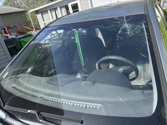 Broken windshield