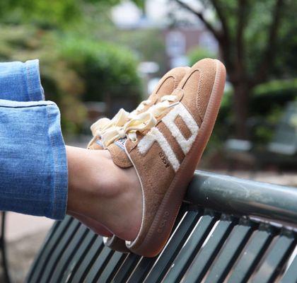 Back 70 easter tobacco suede slide sneaker.
Comfortable and fun sold at Main and Taylor Shoe salon
Back70 sneakers