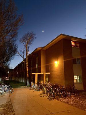 Dorms under moonlight