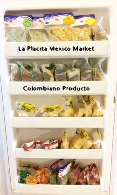 Frozen Colombian foods Its in a regular fridge located in the back.