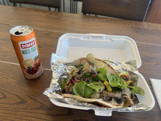 Delicious the pita and you choose your meat and vegetables