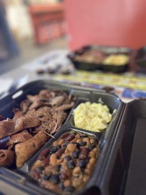 Tritip, Brisket & Hot Links with Potato Salad and Beans