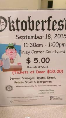 Oktoberfest 2015 Sept 18 at Finley Center