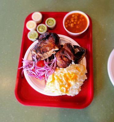 Half Chicken White Meat w/ Mashed Potatoes & Chickpeas