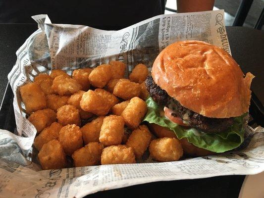 Jameson whiskey burger with tater tots