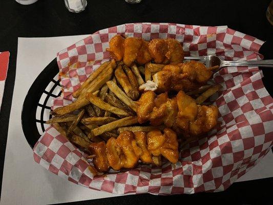 Chicken kabobs. Took a bite. Lol