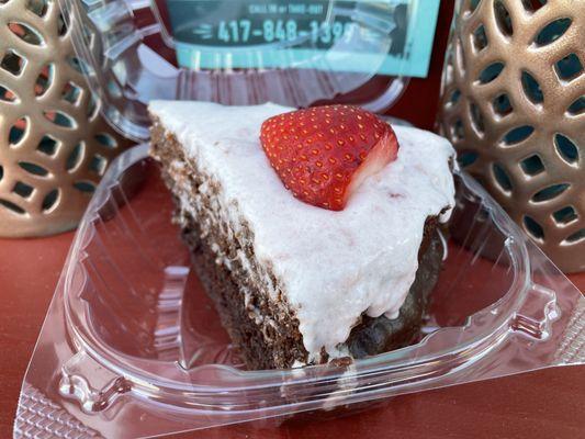 Double Chocolate Cake with Strawberry Icing