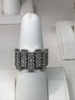 14k solid white god pave' brick ring