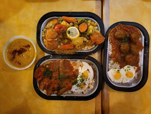Split pea soup, seafood tangine, kefta tangine, merguez tangine - IG @bougiefoodieboi