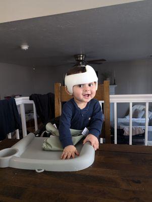 My happy little guy in his Cranial Tech helmet
