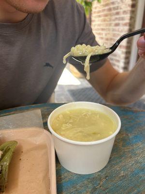 Lemon chicken noodle soup