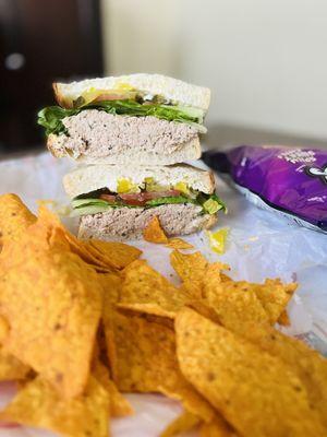 Simple tuna sandwich .. and forgive my language.. but it was so fucking good.