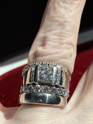 My gorgeous ring from Artistry and Gold. Both diamond bands are from their shop and the larger diamond band was custom-made.