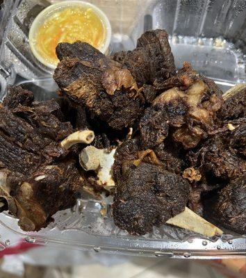 Disgusting burnt fried goat