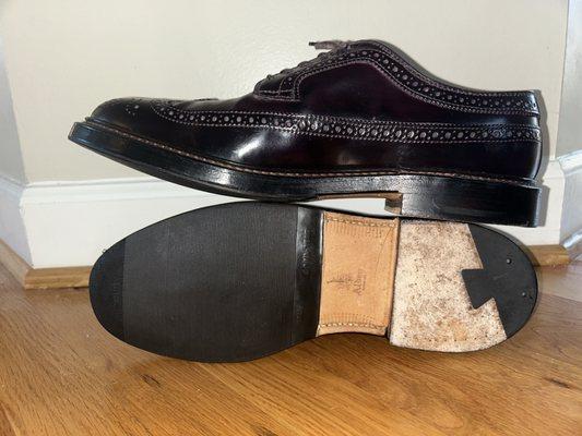 New sole savers. Black edge dressing on the soles makes the cordovan really pop. Masterfully done!