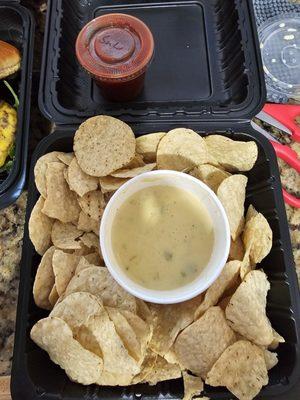 Chips with queso and salsa