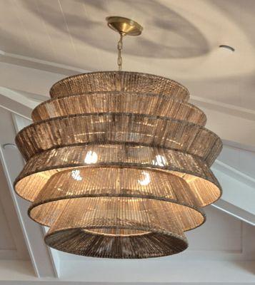 The beautiful chandeliers in the dining room.