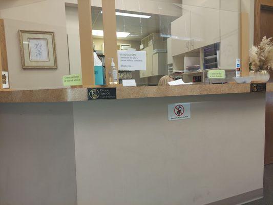 A look at the reception desk and front office.This is the Arlington Hts Rd. Office.