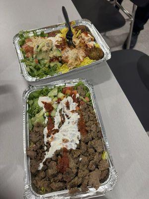 Gyro Over Rice and Falafel Over Rice