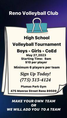 HIGH SCHOOL CO-ED TOURNAMENT!