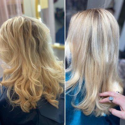 Amanda and I have been working on her blonde since September. It's a special balance of warm and cool tones