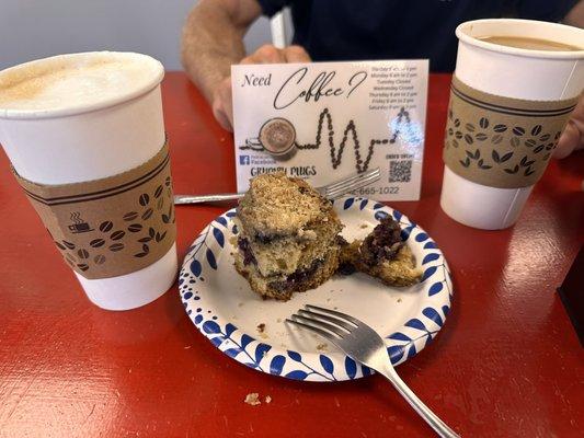 Dry cappuccino and Ceresco Blend Coffee with berry coffee cake!!