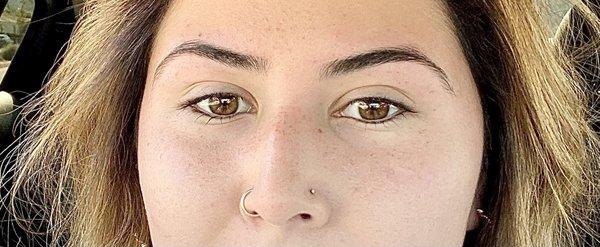 Freshly threaded eyebrows