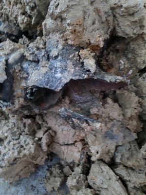 That's the pipe they broke. See how thick it is. The hope entire pipe was thick and there was broken pieces in the mud.