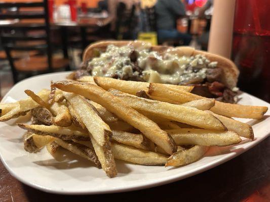 Steak bacon and bleu sandwich