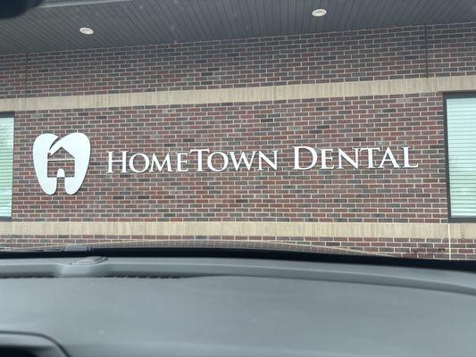 Advertising on the front of the building